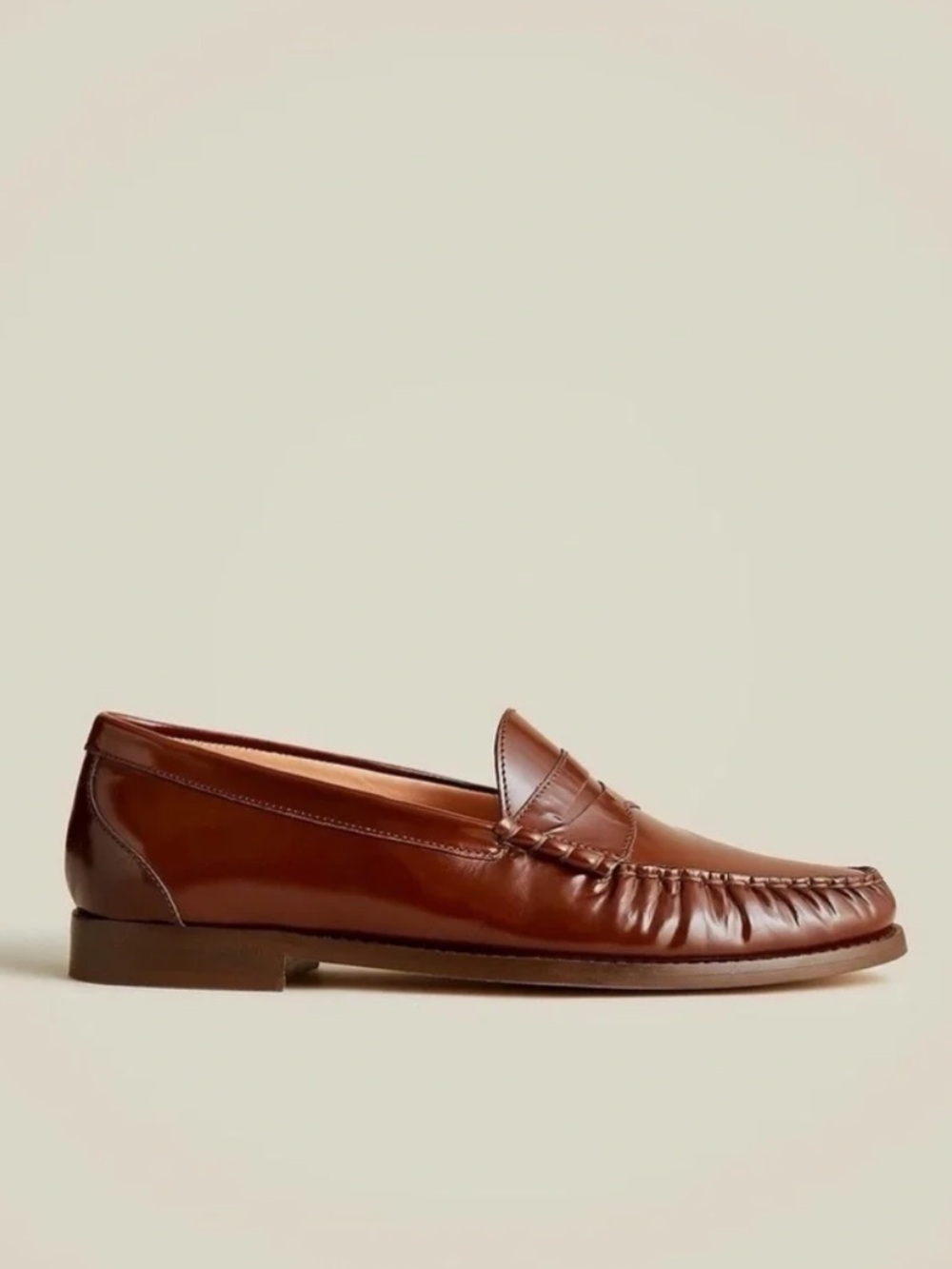 J.Crew Winona Penny Loafers Spazzolato Leather Carmel Brown Size 6.5 - Picture 2 of 10